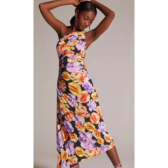 Anthropologie Dresses & Skirts - Anthropologie + Geisha Designs Asymmetrical Floral Hem Midi Dress NWT Small